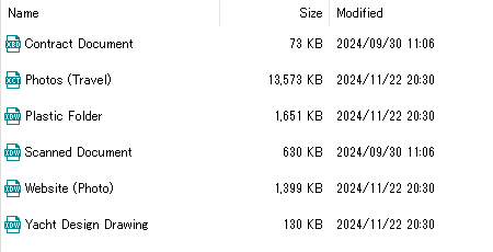 Example of a list view