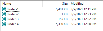 Image of a binder in list view