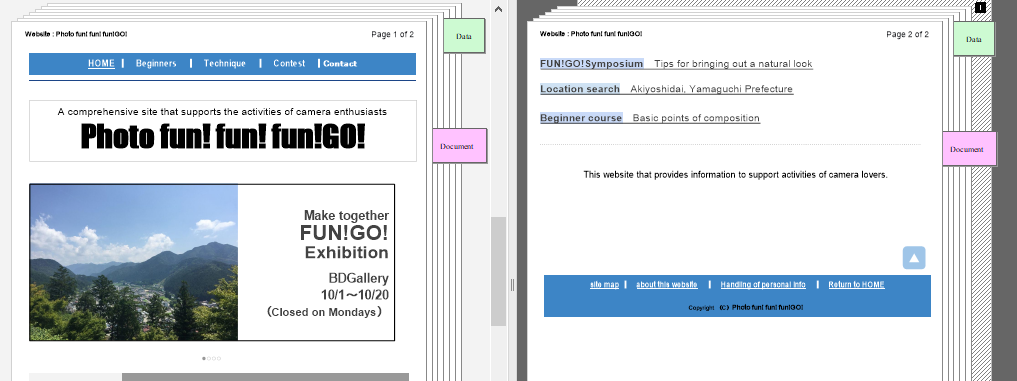 Image of a split document view