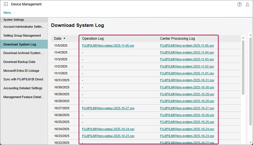 Downloading the System Log