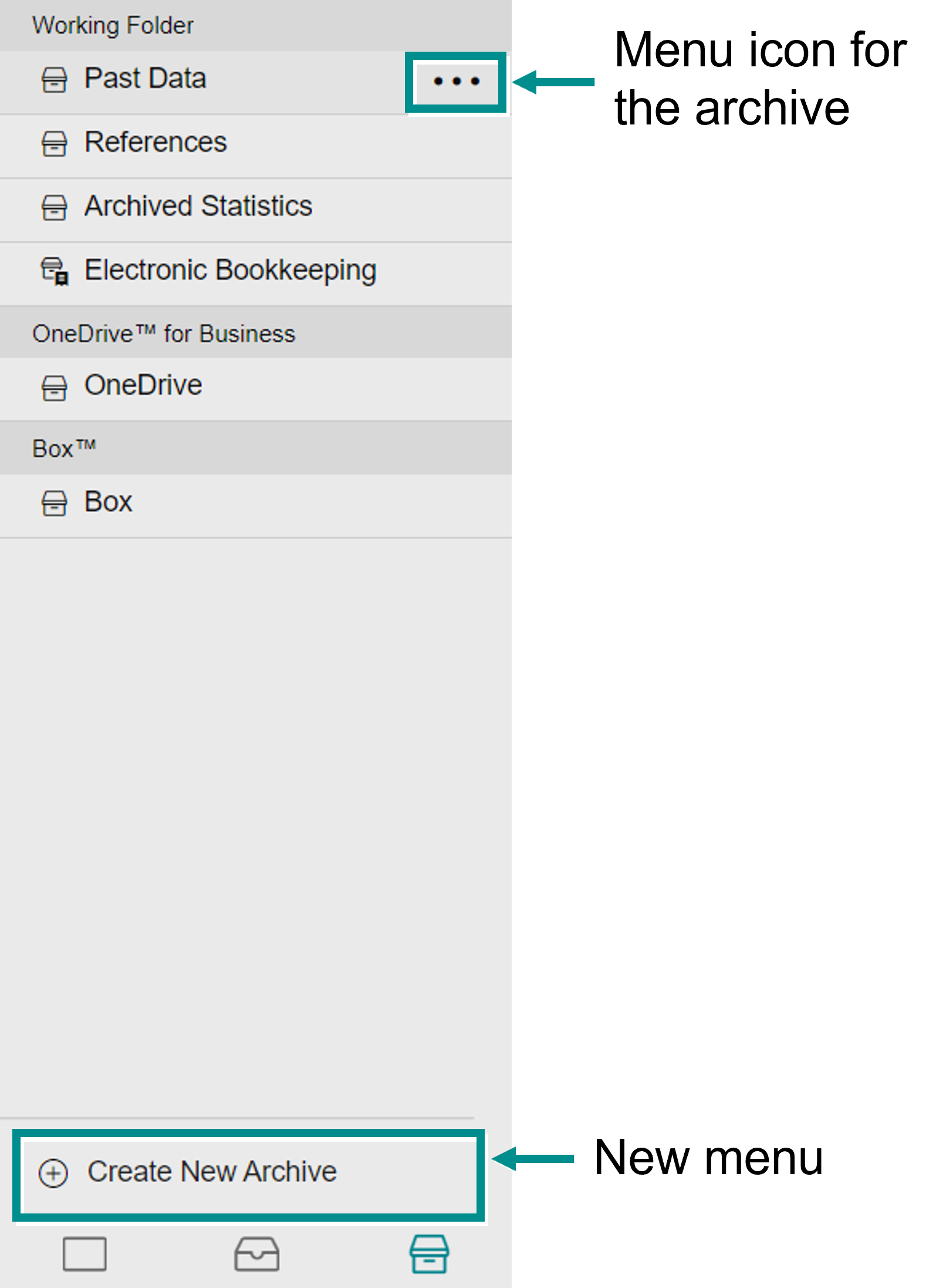 Archive menu